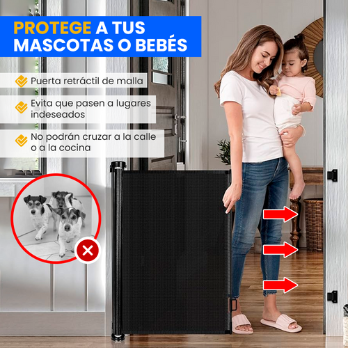 Puerta retráctil en malla - Seguridad para los niños y mascotas👶🐾