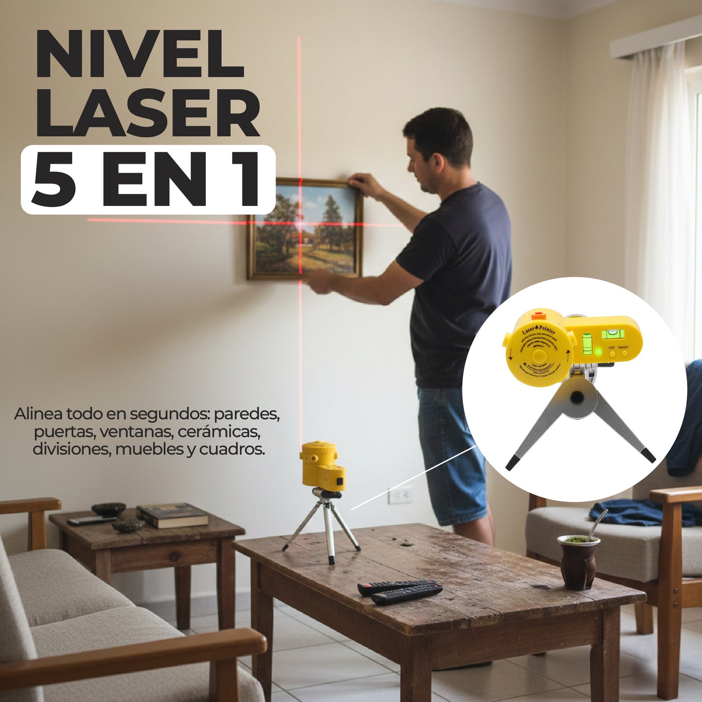 Nivel láser multifuncional 5 en 1 + Trípode y ENVIO GRATIS🔥