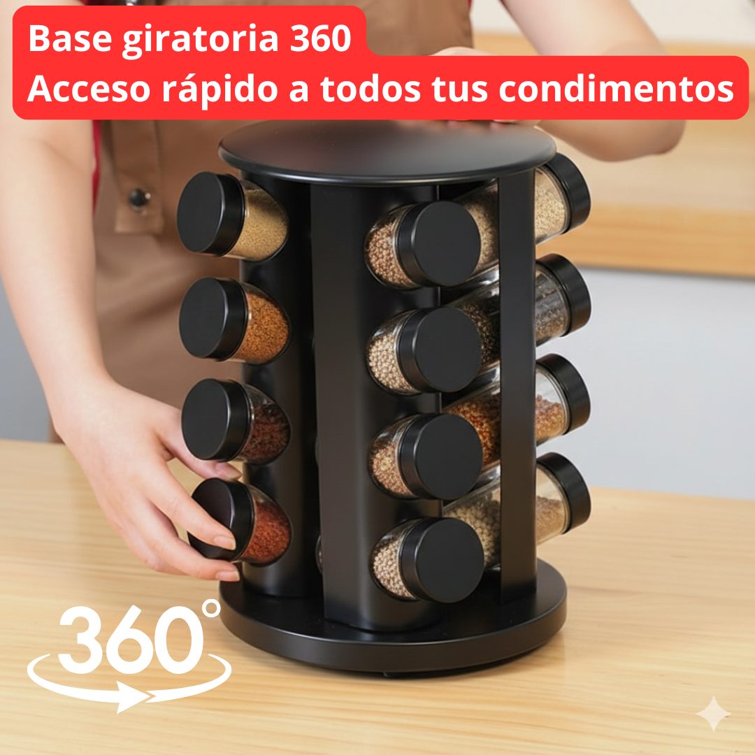 Organizador de condimentos Giratorio 360 - 12 Piezas🧂